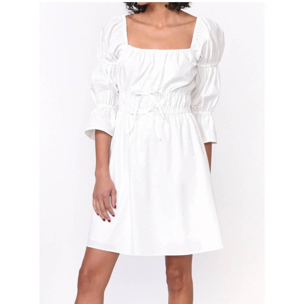 NEW With Tags GREYLIN Willow Balloon Sleeve Poplin Dress in White Size Small